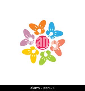 shine colorful butterfly in circle geometric creative symbol logo Stock Vector