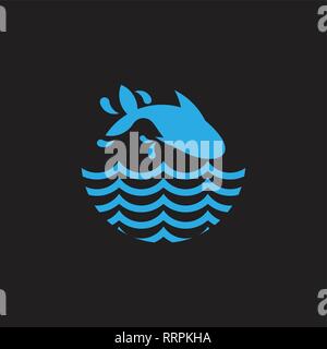 simple geometric jumping fish splash design logo Stock Vector
