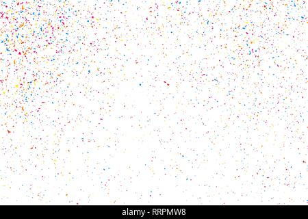 Abstract Explosion Of Confetti. Colorful Grainy Texture Isolated On White Background. Colored Stains And Blots. Vector Overlay Elements. Digitally Gen Stock Vector