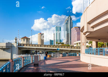 Tampa Riverwalk a pedestrian trail along the Hillsborough River in downtown Tampa, Florida. Stock Photo
