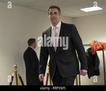 Washington, District of Columbia, USA. 26th Feb, 2019. Former Trump attorney MICHAEL COHEN arrives for his appearance before the Senate Intelligence Committee on Capitol Hill in Washington, DC. Credit: Chris Kleponis/CNP/ZUMA Wire/Alamy Live News Stock Photo