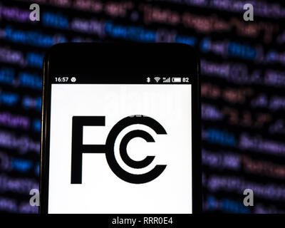 Ukraine. 1st Nov, 2018. Federal Communications Commission Government agency logo seen displayed on a smart phone. Credit: Igor Golovniov/SOPA Images/ZUMA Wire/Alamy Live News Stock Photo