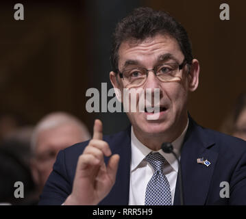 Washington, District of Columbia, USA. 26th Feb, 2019. Albert Bourla, DVM, Ph.D., Chief Executive Officer of.Pfizer appears before the Senate Committee on Finance for a hearing on prescription drug pricing on Capitol Hill in Washington, DC, February 26, 2019. Credit: Chris Kleponis/CNP Credit: Chris Kleponis/CNP/ZUMA Wire/Alamy Live News