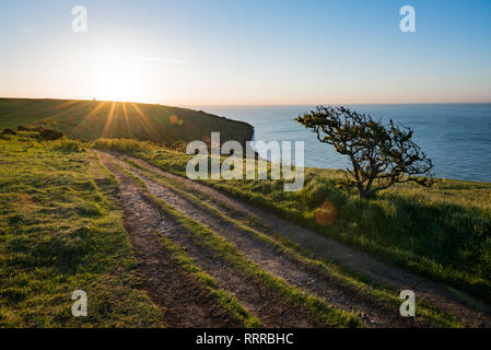 Sunrise on the Kent coast near Dover, UK Stock Photo