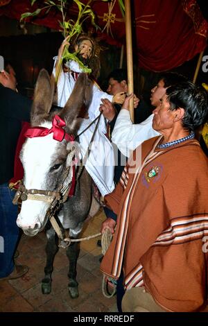 Procession - Palm Sunday in CHACAS - National park HUASCARAN. Department of Ancash.PERU                           Stock Photo