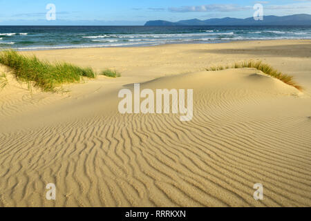 Oceania, Australia, Australian, Tasmania, Bruny Island, Sand Dunes and view to Fluted Cape Stock Photo