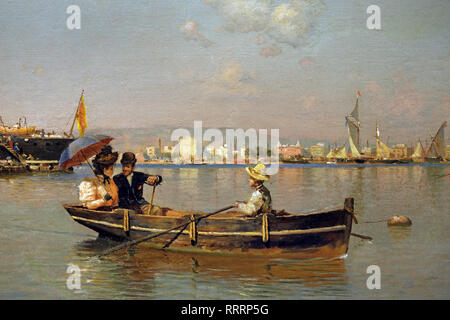 View of the Port of Malaga 1896 Guillermo Gómez Gil 1862 - 1946 Andalusia Spanish Spain Stock Photo