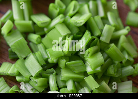 fresh green chopped chives macro Stock Photo