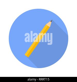 Pencil flat icon with shadow for web design  Stock Vector