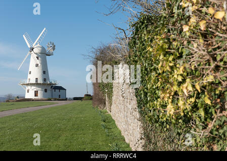 windmill with blue background dramatic light sky Stock Photo