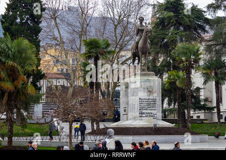 Bursa / Turkey - January 25 2019: Bursa city center, Heykel Square and Ataturk Statue Stock Photo