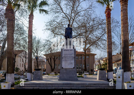 Mudanya, Bursa / Turkey - January 28 2019: Mutareke monument and Ataturk statue Stock Photo