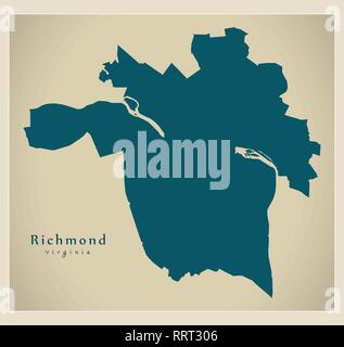 Modern City Map - Richmond Virginia city of the USA Stock Vector