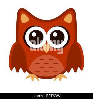 Owl funny stylized icon symbol brown orange colors Stock Vector