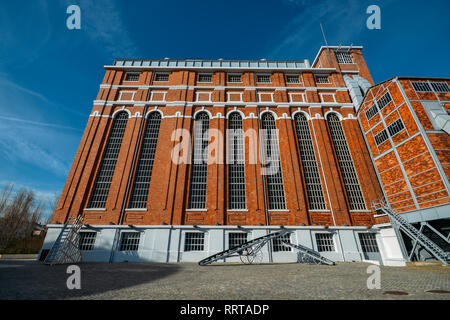 Lisbon, Portugal - Feb 25, 2019: Wide-angle view of the Tejo Power Station in Lisbon, Portugal, a former thermoelectric power plant Stock Photo