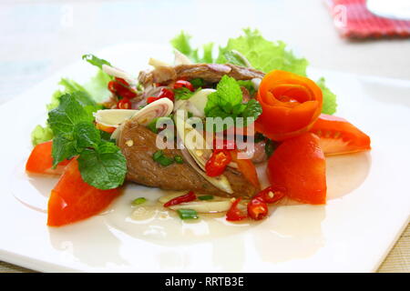Beef salad, Thai style spicy grilled beef salad. Stock Photo
