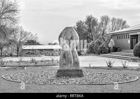 ORANIA, SOUTH AFRICA, SEPTEMBER 1, 2018: The Koeksister Monument in Orania in the Northern Cape Province. The koeksister is a traditional Afrikaner de