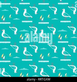 Maritime seamless pattern Stock Vector