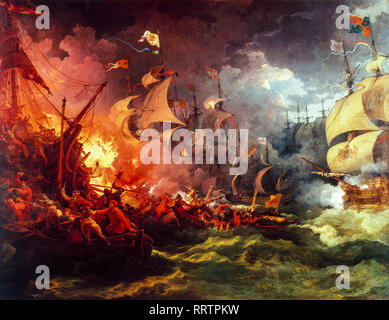Defeat of the Spanish Armada, 8 August 1588, Philip James de Loutherbourg, painting, 1796