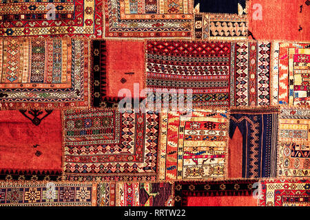 Turkish carpet patchwork handmade. Patchwork pattern, texture background. Stock Photo