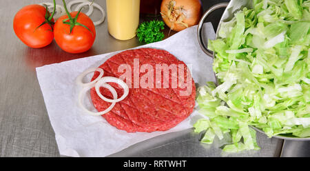 Preparing Hamburger Patty Stock Photo