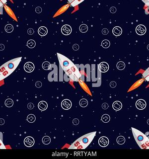Ultra speed 5G technology. 5g telecommunication with rocket and apps icon Seamless pattern 10 eps Stock Vector
