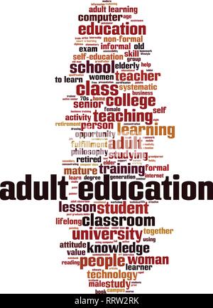 Adult education word cloud concept. Vector illustration Stock Vector