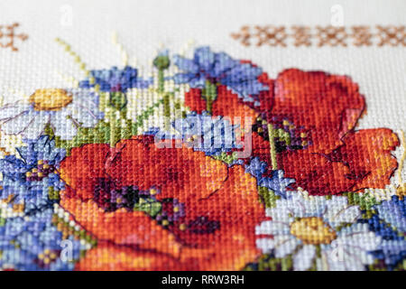 embroidered cross-stitch pattern Stock Photo