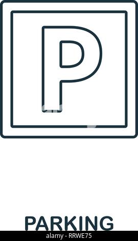 Parking icon. Outline thin line style from airport icons collection. Pixel perfect Parking icon for web design, apps, software, print usage Stock Vector