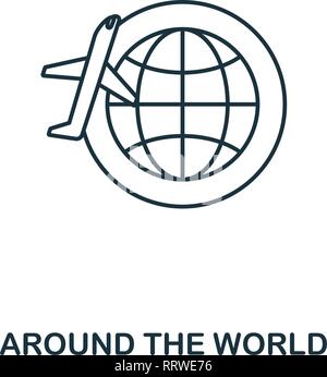 Around The World icon. Outline thin line style from airport icons collection. Pixel perfect Around The World icon for web design, apps, software Stock Vector