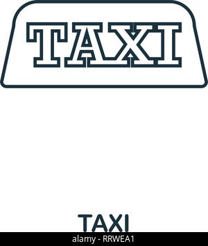 Taxi icon. Outline thin line style from airport icons collection. Pixel perfect Taxi icon for web design, apps, software, print usage Stock Vector
