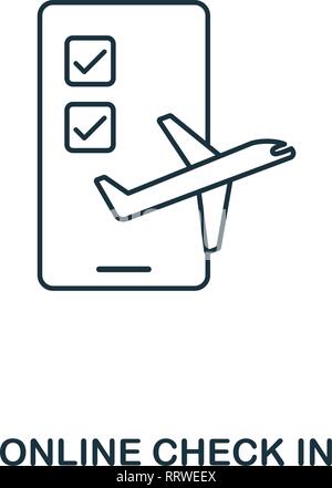 Online Check In icon. Outline thin line style from airport icons collection. Pixel perfect Online Check In icon for web design, apps, software, print Stock Vector