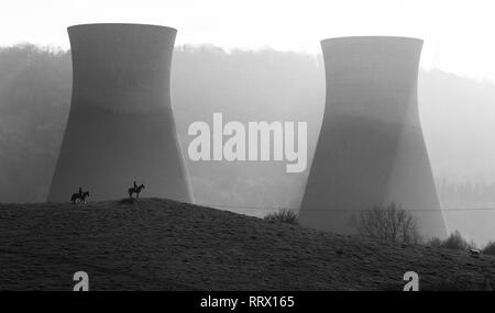 Horse riding as the rural landscape meets urban industry Britain Uk 2019 collection of images by David Bagnall Photography Stock Photo