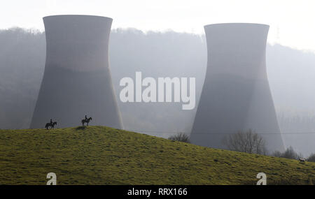 Horse riding as the rural landscape meets urban industry Britain Uk 2019 collection of images by David Bagnall Photography Stock Photo