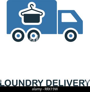 Loundry Delivery icon. Creative two colors design from cleaning icons collection. UI and UX usage. Illustration of loundry delivery icon. Pictogram Stock Vector