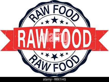 raw food round stamp with ribbon. sign. label Stock Vector Image & Art ...