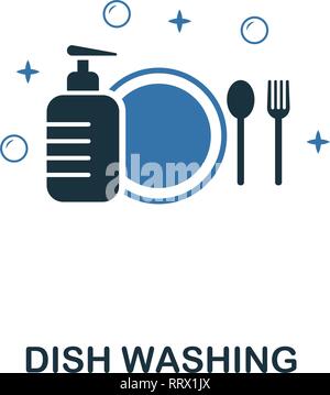 Dish Washing icon. Creative two colors design from cleaning icons collection. UI and UX usage. Illustration of dish washing icon. Pictogram isolated Stock Vector