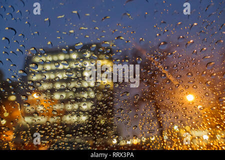 Night driving in the rainy Los Angeles urban at California Stock Photo