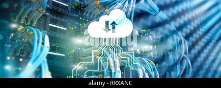 CLoud server and computing, data storage and processing. Internet and technology concept. Stock Photo