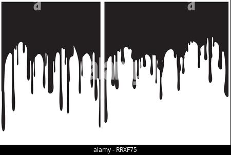 Pair of black decors with paint drips. Vector illustration for your