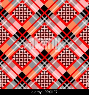 Red Serenity White Diamond tartan with Chessboard Background Vector Illustration eps10 Stock Vector