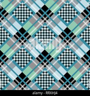 Blue Serenity White Diamond tartan with Chessboard Background Vector Illustration eps10 Stock Vector