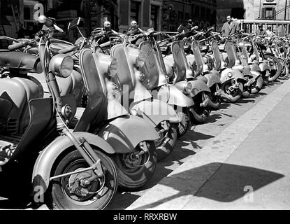 Travel to Italy - Italy in 1950s - for Vespa fans  - a series of  typical Italian motor scooter - Vespa. Photo Erich Andres Stock Photo
