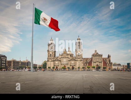 Zocalo Square and Mexico City Cathedral - Mexico City, Mexico Stock Photo