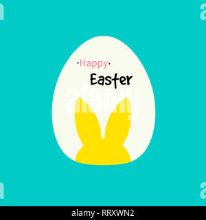 Happy easter. Yellow rabbit in the egg. Easter card Stock Photo