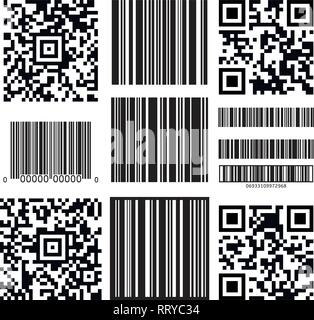 vector bar code labels. set of barcode icons  isolated on white background. bar code business symbols for shopping illustrations Stock Vector
