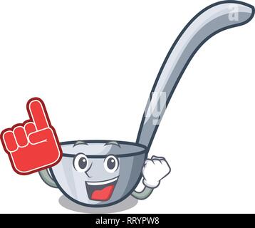 Foam finger ladles on a wooden cartoon table Stock Vector
