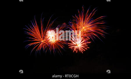 big fireworks, beautiful sparks in night, celebrate new year Stock Photo