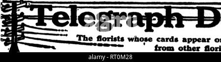 . Florists' review [microform]. Floriculture. 124 The Florists^ Review NovEMBEU 30. 1922.  The flortoto whose cards appear on the pages carrying this head, are prepared to fill oidera &quot;&quot;&quot; &quot;^ from other florists for local delivery on the usual basis. --. Please note that these images are extracted from scanned page images that may have been digitally enhanced for readability - coloration and appearance of these illustrations may not perfectly resemble the original work.. Chicago : Florists' Pub. Co Stock Photo