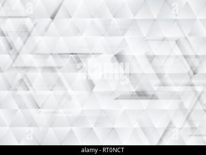Grey and white tech triangles texture background. Vector geometric pattern design Stock Vector